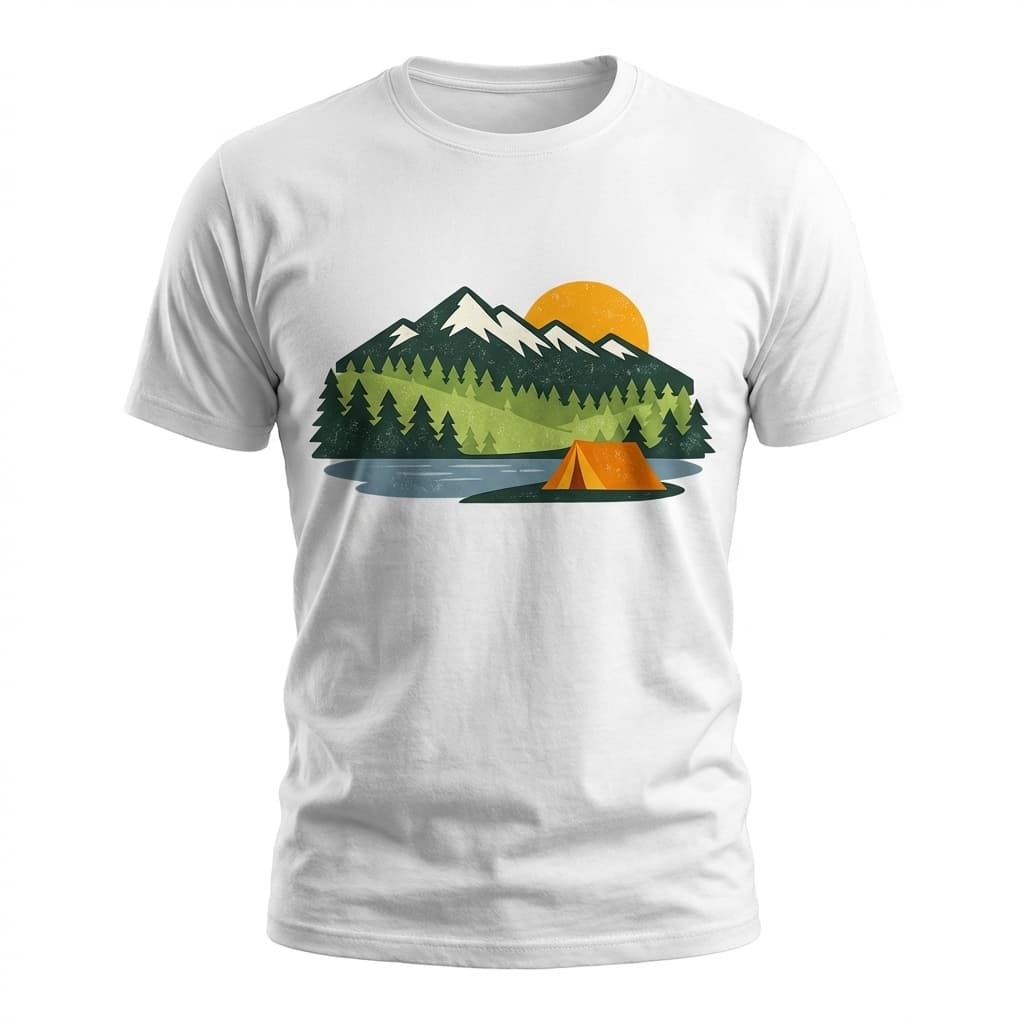 Mountain Lake Camping Sunset 3D