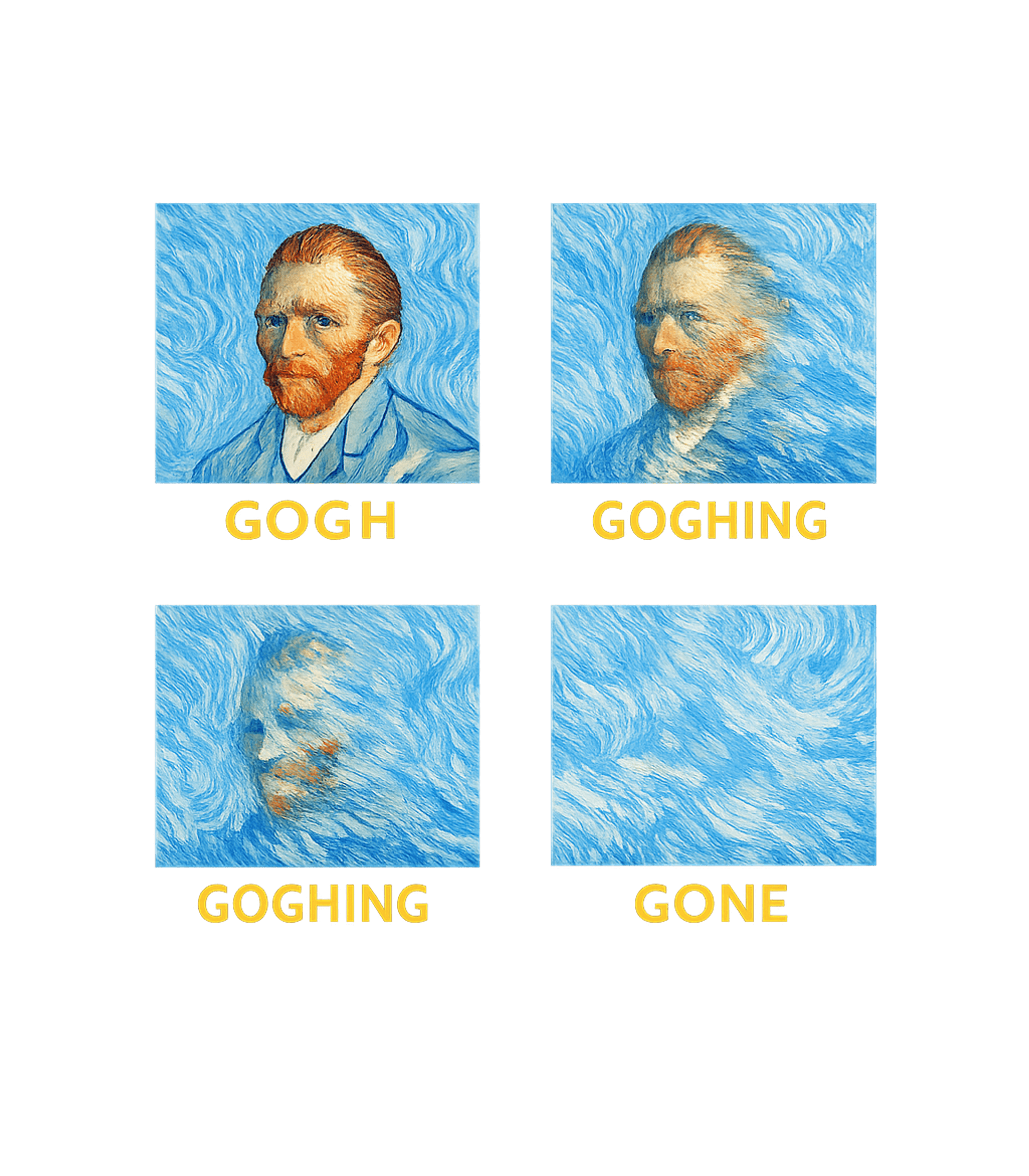 Gogh Going Gone Pun Meme Humor Tank Top featuring This clever graphic features a four-panel sequence of Vincen – designed by Geoff Brown @ SunFrog Gogh Going Gone Pun Meme Humor Tank Top featuring This clever graphic features a four-panel sequence of Vincen – designed by Geoff Brown @ SunFrog