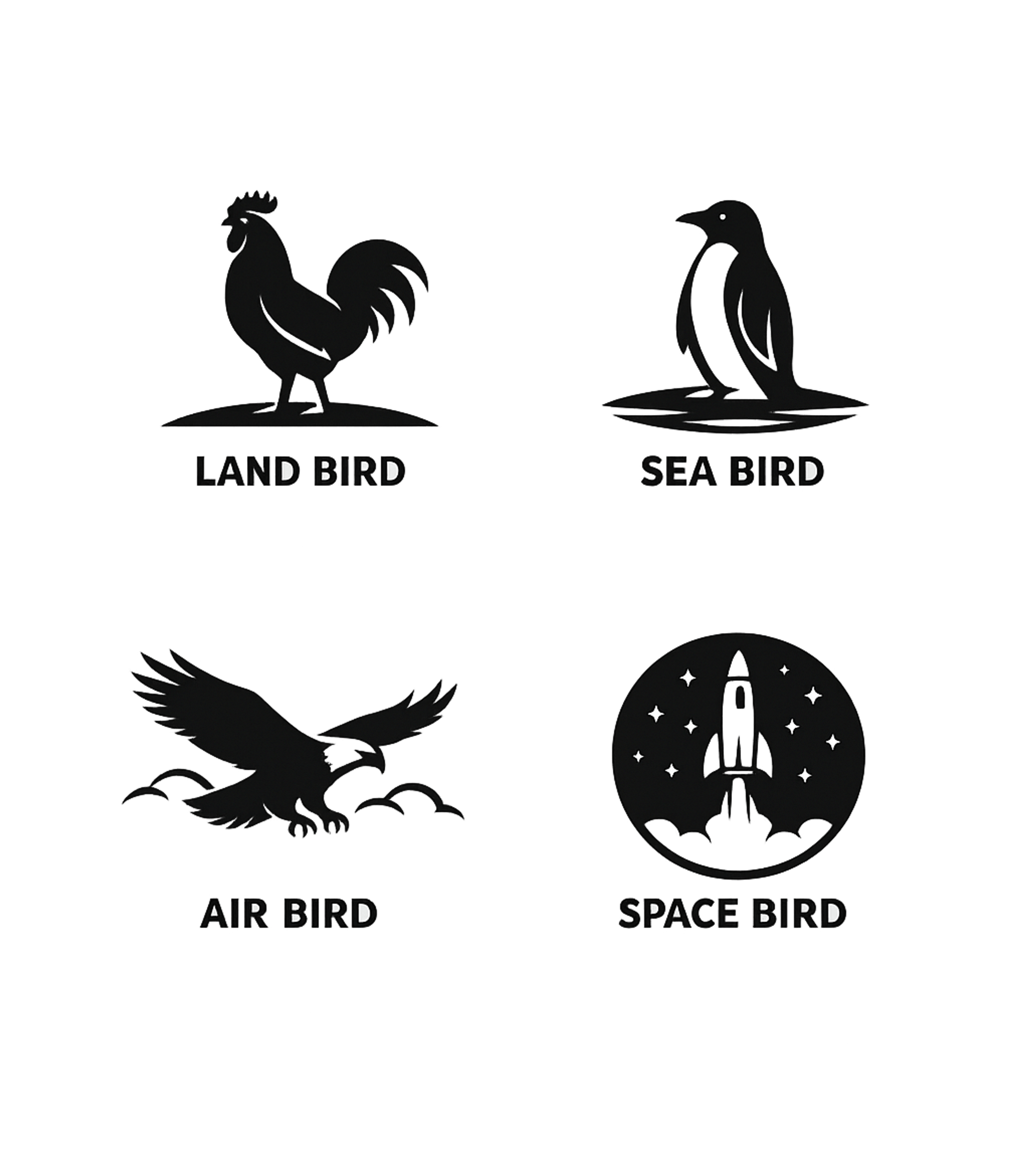 Land Sea Air Space Birds Wildlife Tank Top featuring This clever t-shirt artwork features silhouettes of a rooste – designed by Geoff Brown @ SunFrog Land Sea Air Space Birds Wildlife Tank Top featuring This clever t-shirt artwork features silhouettes of a rooste – designed by Geoff Brown @ SunFrog