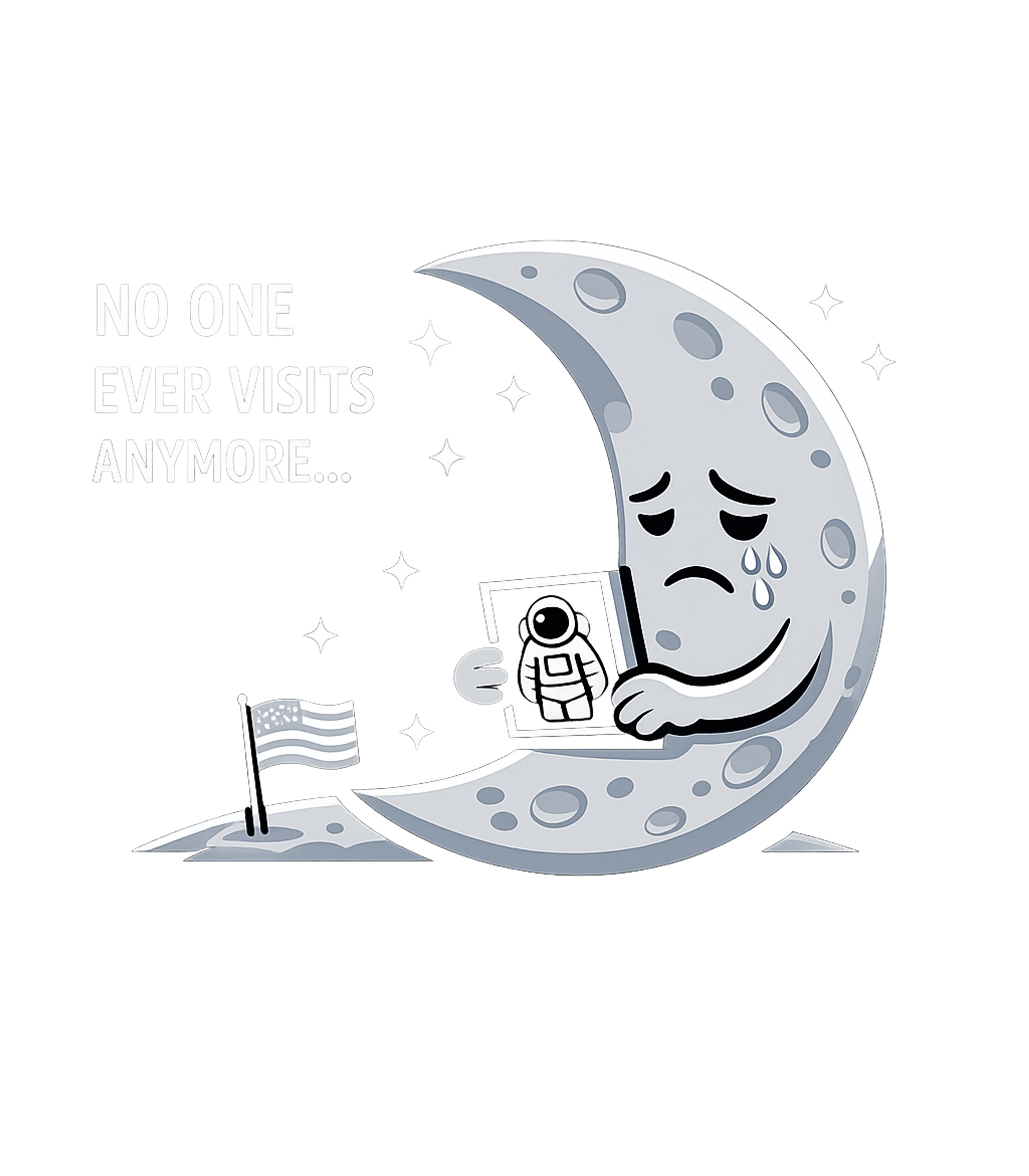 Moon Misses Astronauts Meme Humor Tank Top featuring This whimsical graphic features a sad crescent moon reminisc – designed by Geoff Brown @ SunFrog Moon Misses Astronauts Meme Humor Tank Top featuring This whimsical graphic features a sad crescent moon reminisc – designed by Geoff Brown @ SunFrog