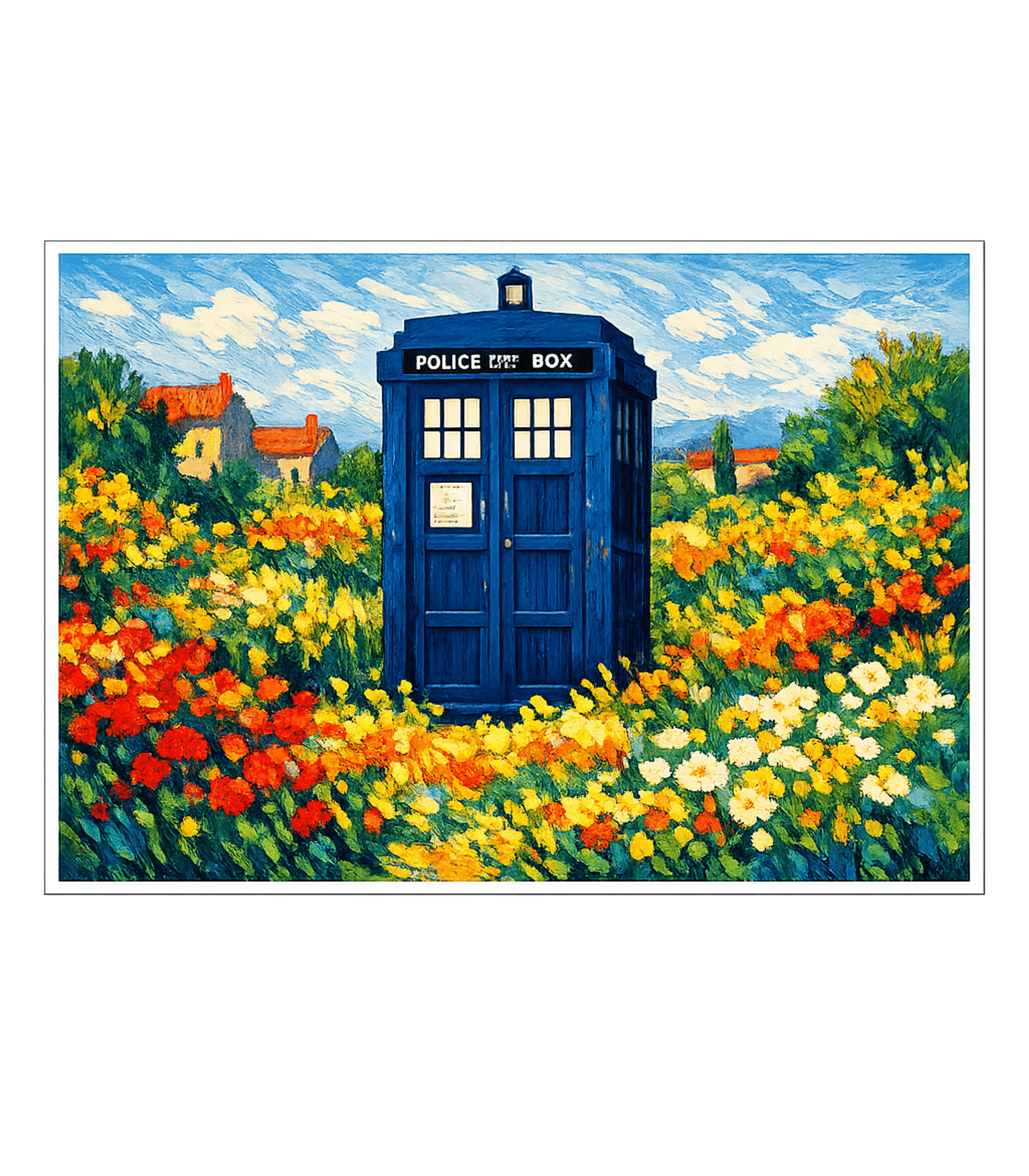 TARDIS Flower Field Travel Tank Top featuring Discover a whimsical artwork featuring the iconic blue polic – designed by Geoff Brown @ SunFrog TARDIS Flower Field Travel Tank Top featuring Discover a whimsical artwork featuring the iconic blue polic – designed by Geoff Brown @ SunFrog