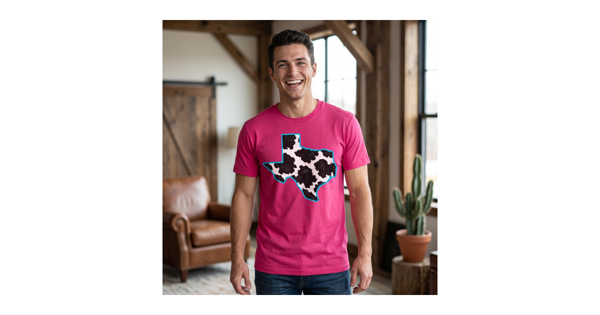 Texas Cowhide Map Premium T-Shirt | SunFrog